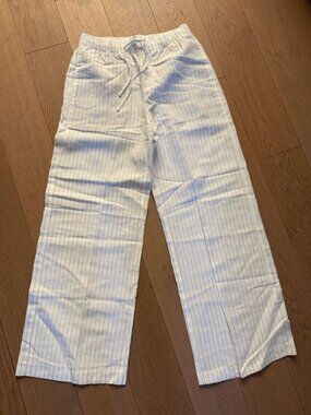 Aritzia Lodge Pants, limited edition linen, white with beige stripes